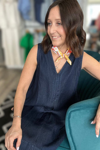 Vanessa V Neck Sleeveless Denim Dress - The Funky Zebras Clear Lake