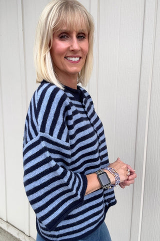 Veda Navy & Blue Striped Cardigan - Just Dani Boutique + Color Studio