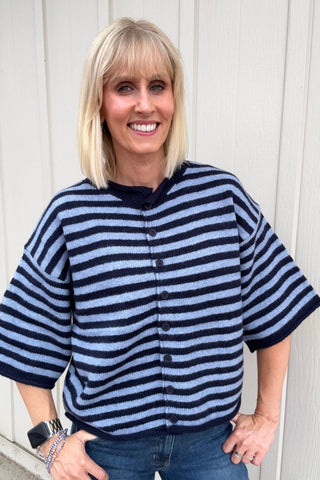 Veda Navy & Blue Striped Cardigan - Just Dani Boutique + Color Studio
