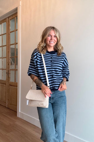 Veda Navy & Blue Striped Cardigan - Just Dani Boutique + Color Studio