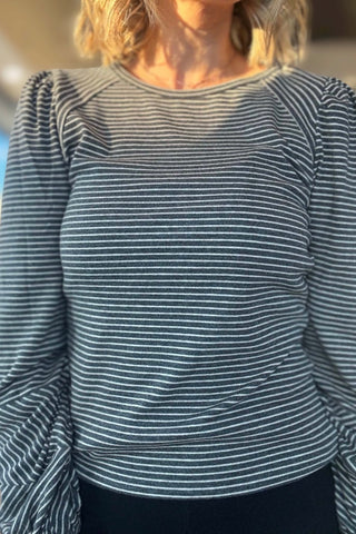 Vicky Charcoal Bubble Long Sleeve Top - Just Dani Boutique + Color Studio