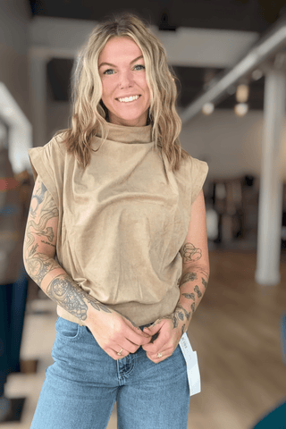 Victoria Taupe Suede Sleeveless Top - Just Dani Boutique + Color Studio