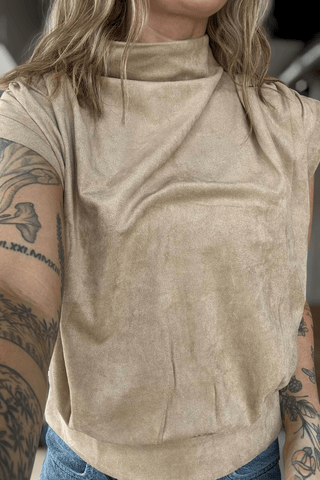 Victoria Taupe Suede Sleeveless Top - Just Dani Boutique + Color Studio