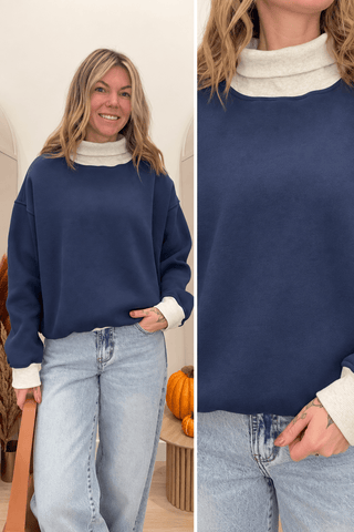 Willow Navy & Gray Mock Sweatshirt - Just Dani Boutique + Color Studio