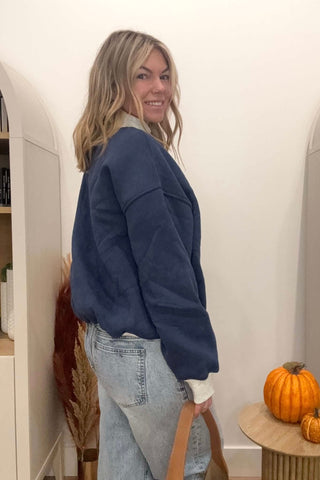 Willow Navy & Gray Mock Sweatshirt - Just Dani Boutique + Color Studio