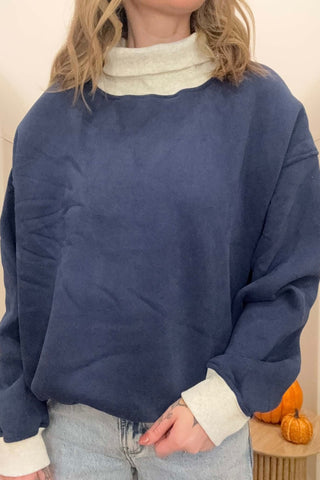 Willow Navy & Gray Mock Sweatshirt - Just Dani Boutique + Color Studio