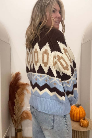 Yvette Nordic Pattern Sweater - Just Dani Boutique + Color Studio