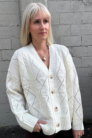 Zoey Cream Button Up Cardigan - The Funky Zebras Clear Lake